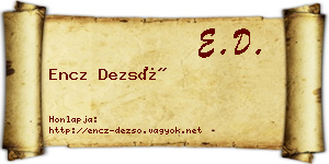 Encz Dezső névjegykártya